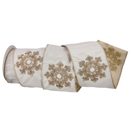 [MTX72697] 4"X5Y DUPION JEWEL SNOWFLAKE RIBBON