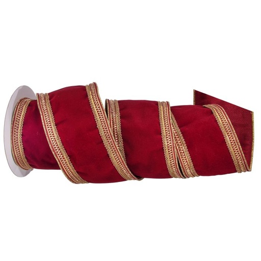 [MTX72676] 4"X5Y FLOCKED VELVET W/JEWEL EDGE RIBBON