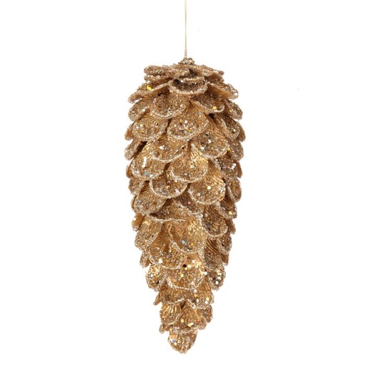 [MTX72642] 11.5" ICED PTL W/GLTR/JEWEL PINECONE ORNAMENT