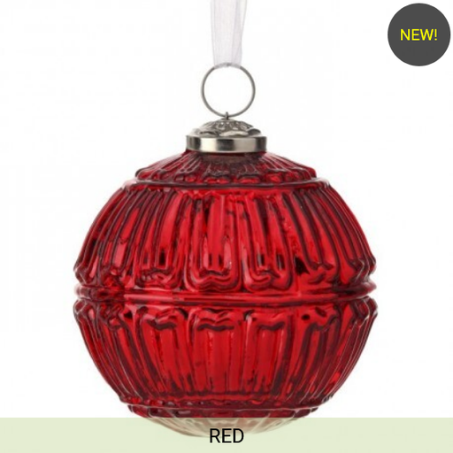 [MTX72619] 4" RIBBED GLASS BALL ORNAMENT