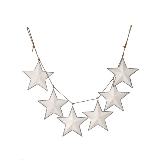 [MTX72518] 36" METAL ETCHED STARS ON JUTE GARLAND