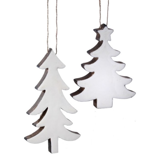 [MTX72408] 4.75-6" WOOD W/ENAMEL TREE ORNAMENT SET/2