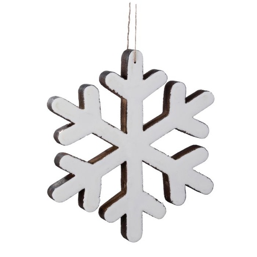 [MTX72403] 8"WOOD W/ENAMEL SNOWFLAKE ORNAMENT