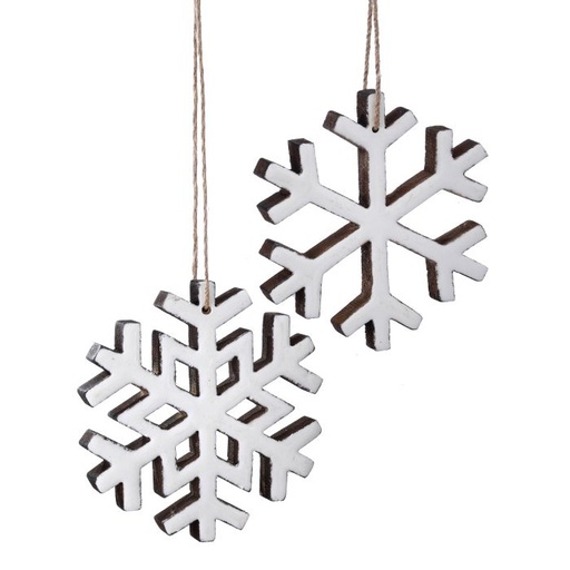 [MTX72402] 6"WOOD W/ENAMEL SNOWFLAKE ORNAMENT INDIVIDUAL