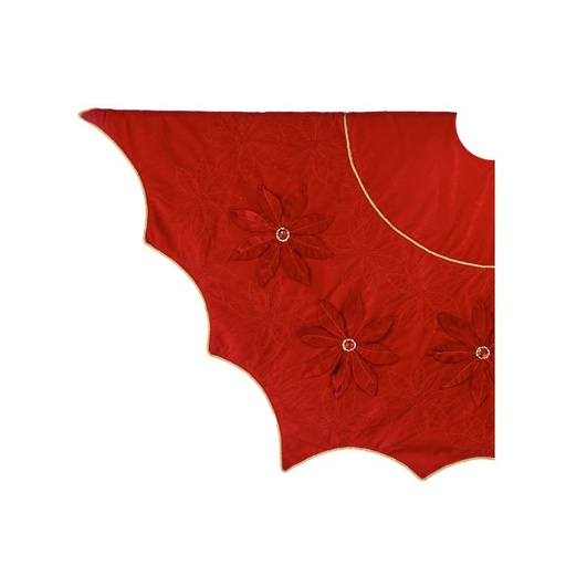 [MTX72360] 48"D VELVET POINSETTIA TREE SKIRT
