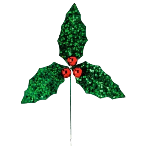 [MTX72002] 22" SEQUIN HOLLY STEM 