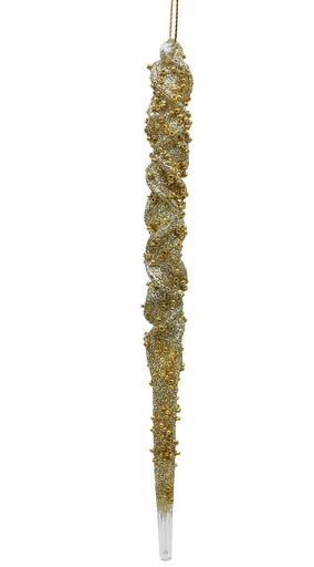 [743903186999] 8"GLS CRYSTAL ICICLE DROP ORN