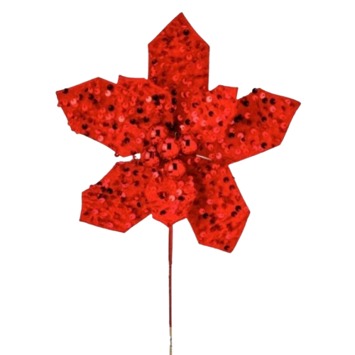 [MTX72003] 18" SEQUIN POINSETTIA STEM 
