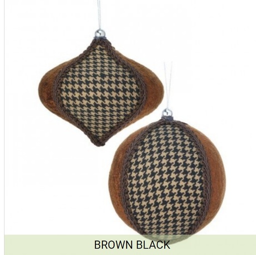 [743903178031] 4" HOUNDSTOOTH BALL/ONION ORNAMENT INDIVIDUAL