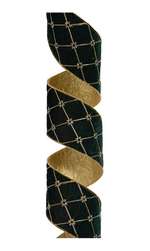 [743903177683] 4"X5Y TUFTED VELVET W/JEWEL RIBBON