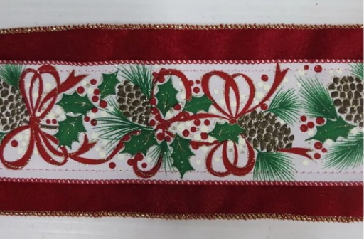 [MTX71834] 4"X10Y VELVET W/BERRY/CONE RIBBON