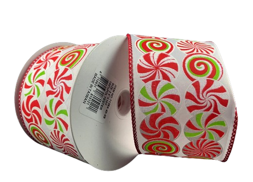 [MTX71805] 2.5"X10Y GLITTER PEPPERMINT RIBBON 
