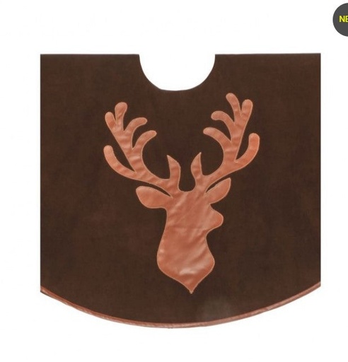 [MTX71701] 54"  VELVET EMBROIDERED DEER TREE SKIRT