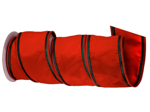 [743903173814] 4"X5Y DBL PIPING VELVET METALC DUPION RIBBON