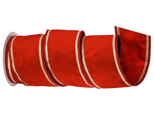 [743903173807] 4"X5Y DBL PIPING VELVET METALC DUPION RIBBON