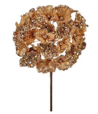 [MTX71671 GOLD] 24" CRYSTAL ENCRUSTED HYDRAGNEA STEM