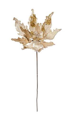 [743903172039] 24" GLITTER JEWELED POINSETTIA STEM