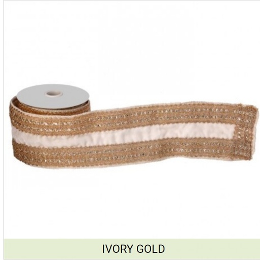 [MTX71525] 4"X5Y VELVET W/EMBROIDERED TRIM RIBBON