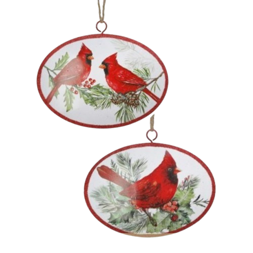 [MTX71461] 5" IRON CARDINAL W/ BRY BRANCH ORNAMENT INDIVIDUAL
