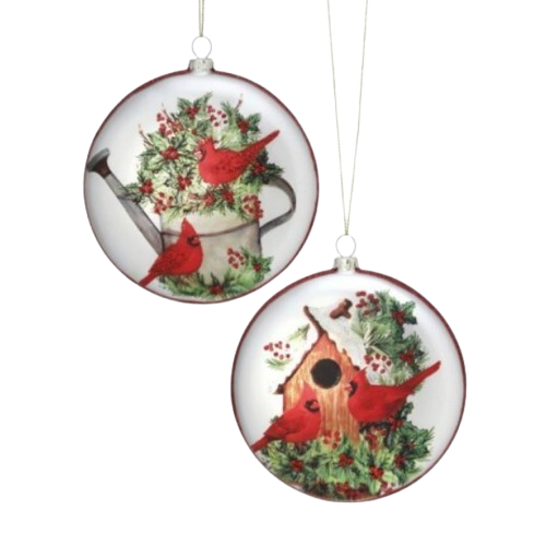 [743903170677] 5" GLS DISK XMAS CARDINAL ORNAMENT INDIVIDUAL