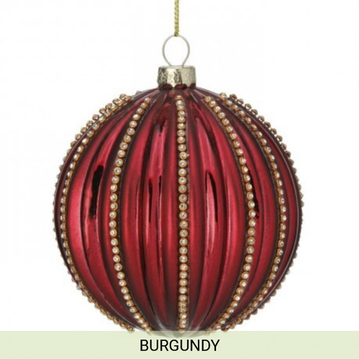 [743903170462] 4" GLASS W/DIAMOND RIDGE BALL ORNAMENT