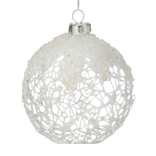 [MTX71421] 4" GLS W/CRYSTALS ETCHED BALL ORNAMENT