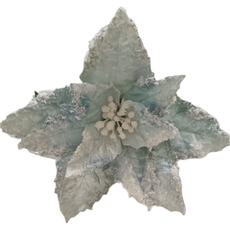 [MTX71328] 23" VELVET POINSETTIA W/SNOWED EDGE LIGHT BLUE 