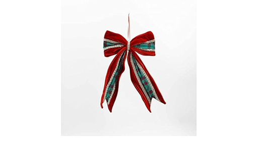 [743903167349] 18" VELVET TRIM BOW W/STREAMERS