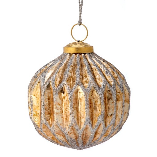 [MTX71127] 4" GLASS HORIZIONTAL RIDGE BALL ORNAMENT