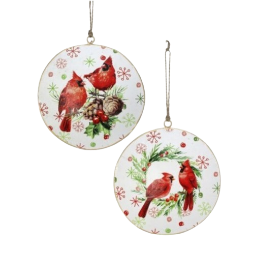 [MTX71033] 5" METAL CARDINAL DISK ORNAMENT INDIVIDUAL