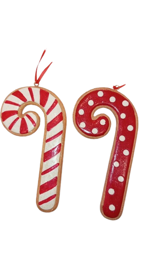 [MTX70964] 6.5" RSN PATTERNED CANDYCANE ORNAMENT / INDIVIDUAL