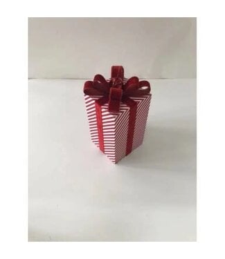 [743903162092] 10" GLITTER STRIPE GIFT BOX W/JINGLE BELL