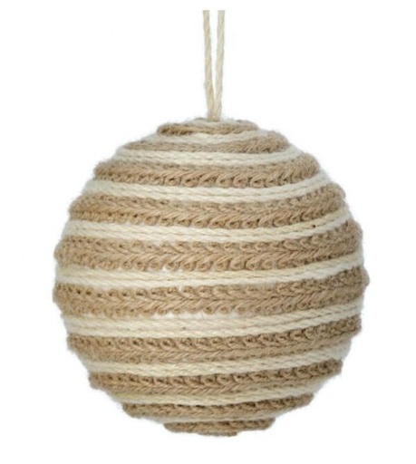 [743903161637] 5" WOVEN JUTE BALL ORNAMENT