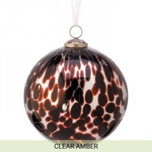 [743903160647] 6" CLEAR GLASS ANIMAL PRINT BALL ORNAMENT