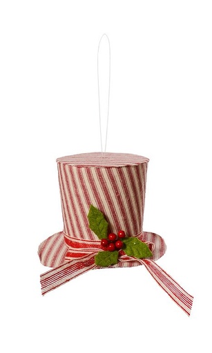 [743903159757] 6.5" TICKING FABRIC HAT ORNAMENT