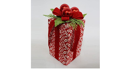 [743903155636] 10" FABRIC GIFT BOX  W/BALL