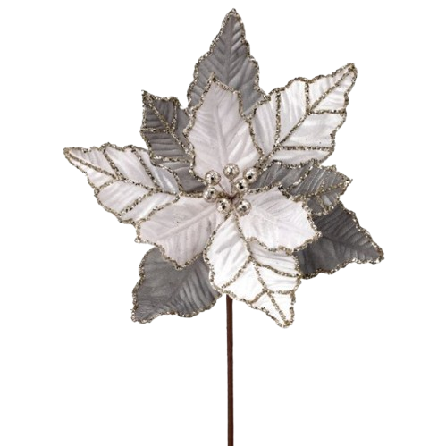 [MTX70418] 24" GLITTER VEIN POINSETTIA STEM