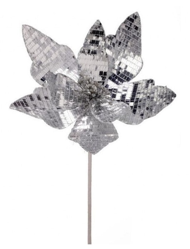 [MTX70412] 24" SHINY MIRRORED POINSETTIA  STEM