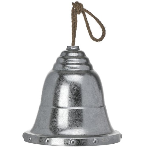 [MTX70376] 13" METAL HANGING BELL W/ROPE SILVER