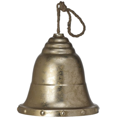 [MTX70376] 13" METAL HANGING BELL W/ROPE GOLD