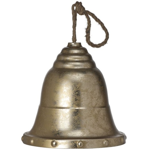 [MTX70376] 13" METAL HANGING BELL W/ROPE GOLD