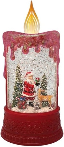 [743903152208] 10"LED B/O TMR SANTA/CANDLE WTR GLOBE  USB