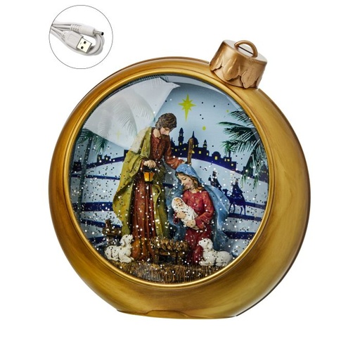 [MTX70344] 8.5" LED B/O TMR HOLY FAMILY ORNA GLOBE USB