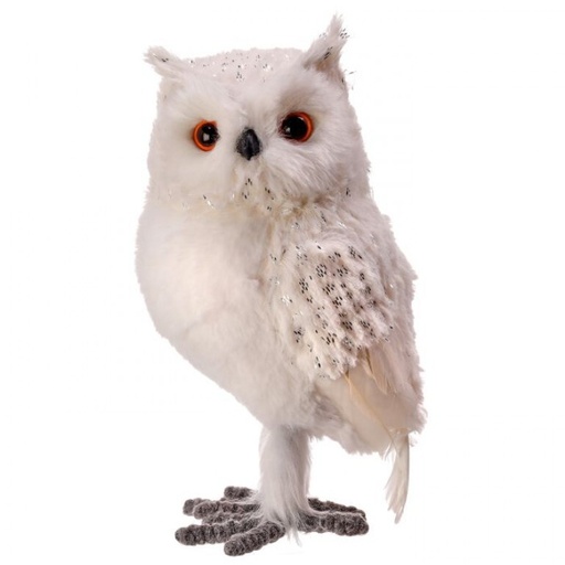 [MTX70314] 11" FAUX FUR FEATHER SNOW OWL