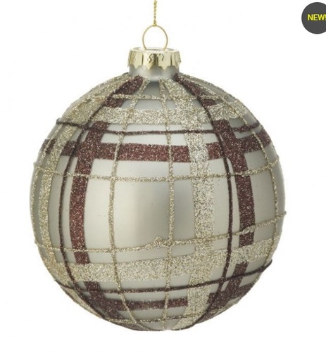 [743903150334] 4:GLS PLAID REGENTS PARK BALL ORN