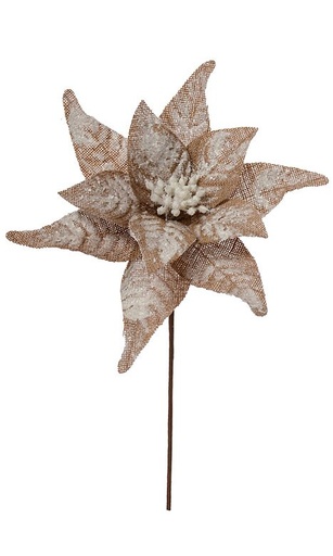 [743903122225] 21"LINEN SNOW POINSETTIA STEM