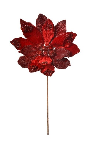 [743903120337] 18"HX10"D HEAVY JEWELED POINSETTIA STEM