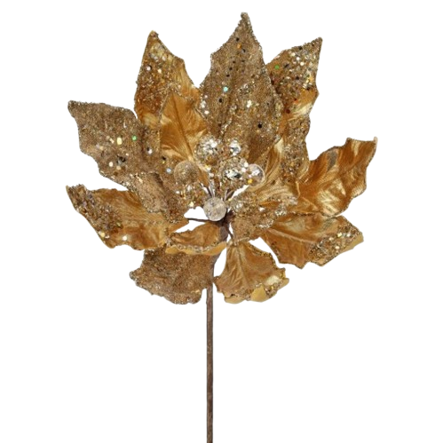 [743903120313] 18"HX10"D HEAVY JEWELED POINSETTIA STEM