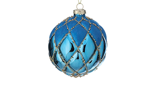 [MTX69385] 4"GLASS BEAD MESH FLOCK BALL ORNAMENT