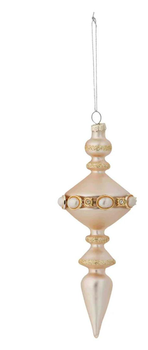 [743903107161] 8"PEARL GLASS W/PEARLS FINIAL ORNAMENT